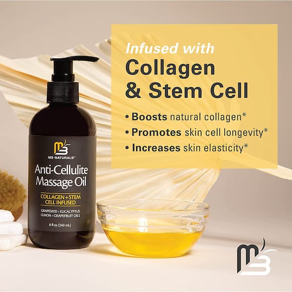 Aceite de masaje anticelulitis infundido con colágeno y células madre