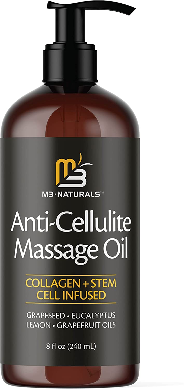 M3 Naturals Aceite de masaje anticelulitis infundido con colágeno y células madre